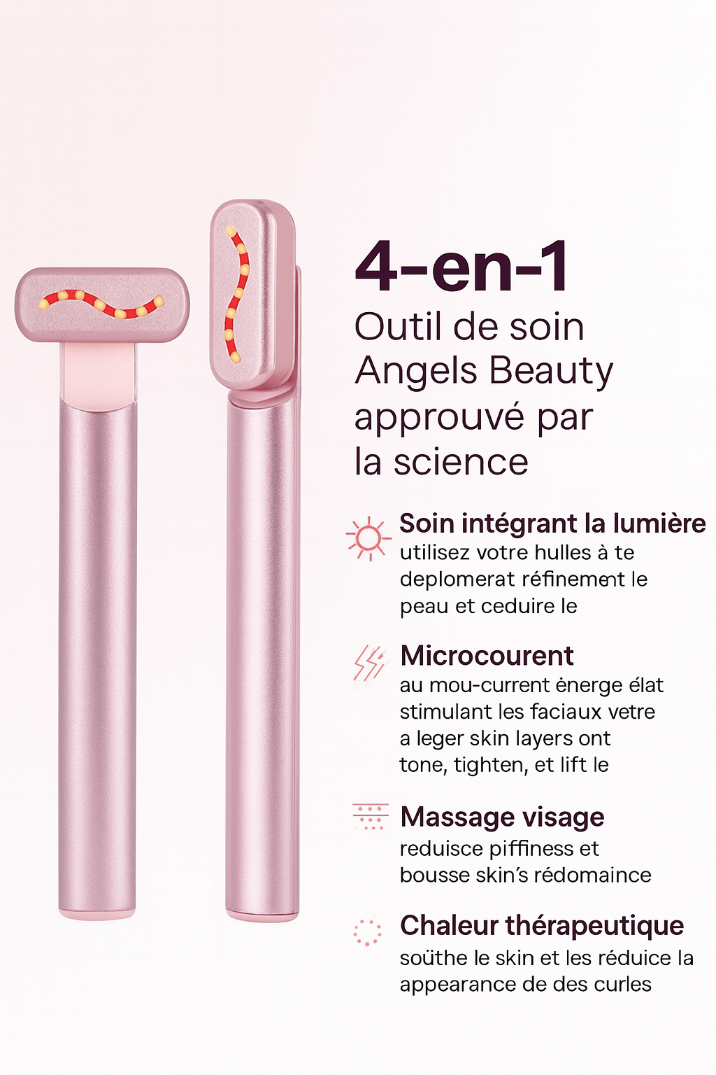 Dispositif de Lifting du visage à microcourant EMS, baguette faciale à lumière rouge, masseur pour les yeux et le cou, raffermissement de la peau, Anti-rides, soins de la peau, outil de beauté